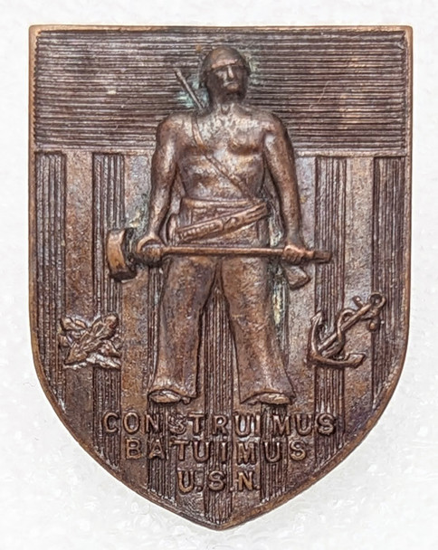 Early WWII AUSSIE MADE USN Seabees Overseas Cap Badge in Bronze for CBs Attached to USMC by Luke