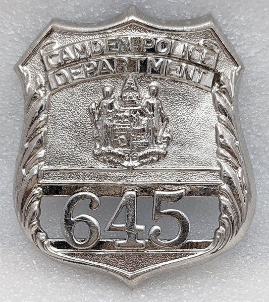 ca 1998 Camden NJ Police Badge #645 by Blackinton Worn by 1st Female SWAT Officer