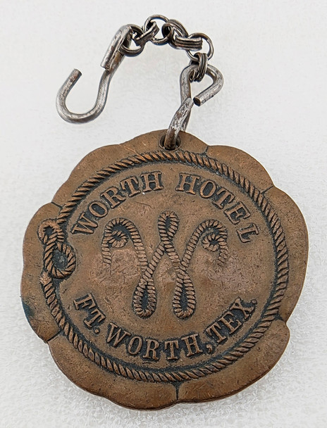 Rare ca 1930 Worth Hotel Ft Worth Texas Bronze Key Fob for Room 1506