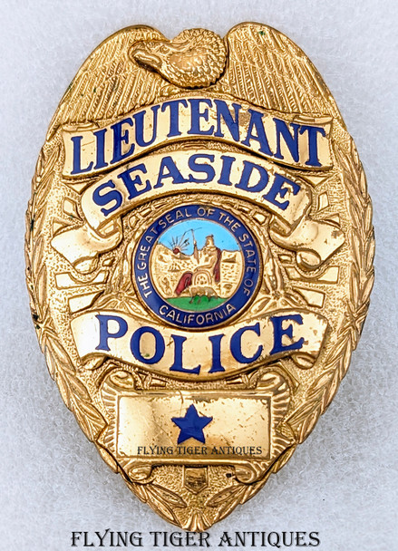 Great ca 1970 Seaside CA Police Lieutenant Badge by Entenmann-Rovin