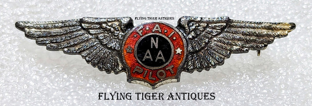 Ext Rare 1922 - 1926 NAA National Aeronautics Association Licensed Pilot Wing in Sterling by Dondero
