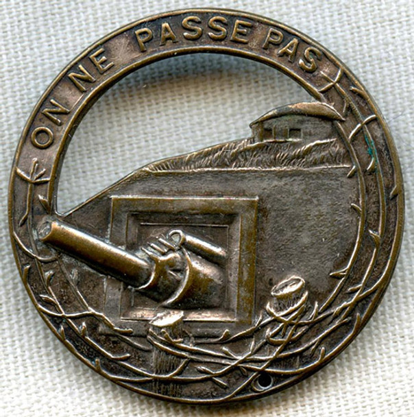 WWI French Maginot Line Badge in Nickeled Brass