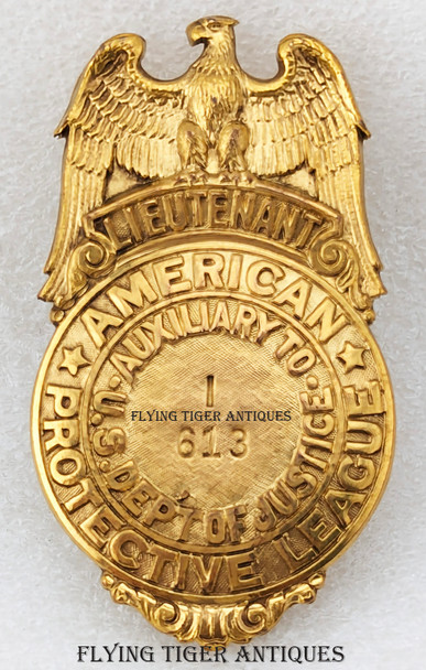 Gorgeous Minty Great Ca 1918 American Protective League Lieutenant Badge Type III