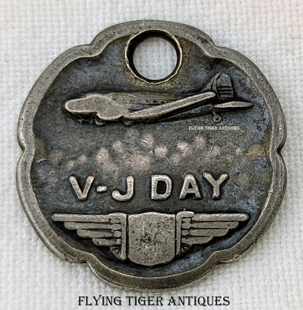 Scarce WWII United Airlines Sterling Silver V-J Day Token for Passenger Flying 9/2/45