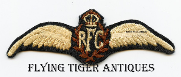 Toronto Type 1917 Royal Flying Corps Silk Embroidered Wing made in Canada for Pilots Trained There