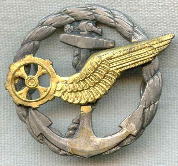 Very Rare 1930s French Naval Balloon Observer/Observateur Ballon Navale Badge