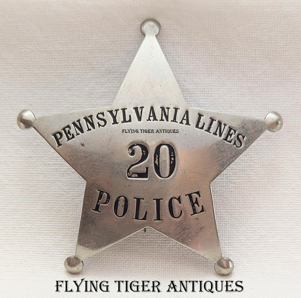 Nice Old 1900s-1910s Pennsylvania Lines Railroad 5 - Pt Star Badge # 20