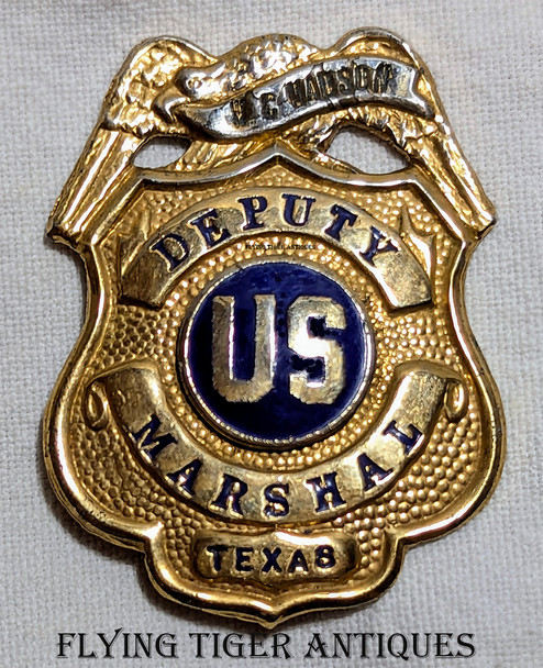 Circa 1920s-1930s Deputy US Marshal Texas Badge Named to W.C. Madson