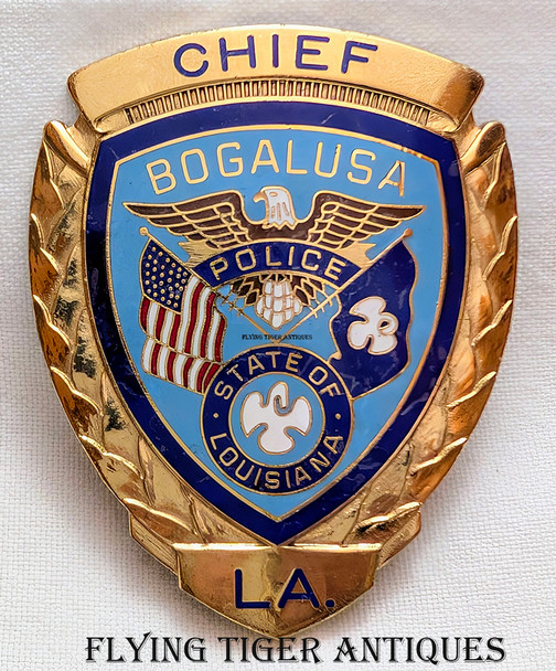1980s-1990s Bogalusa Louisiana Police Chief Badge by Blackinton