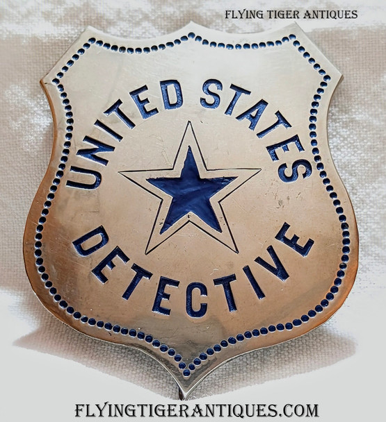 Beautiful & LARGE ca 1880s UNITED STATES DETECTIVE Badge in Incredible Condition