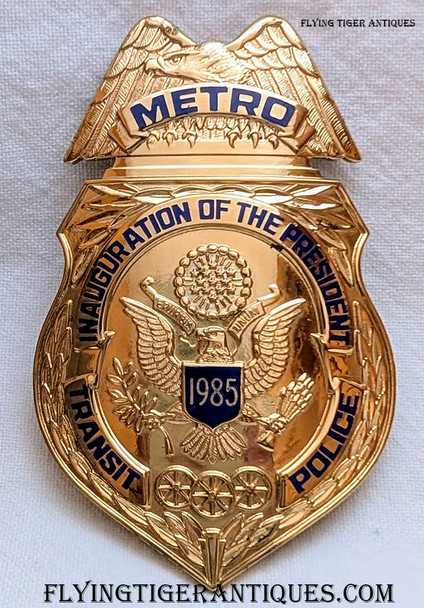 Beautiful 1985 Metro DC Transit Police Inauguration Badge # 144 by Blackinton