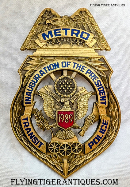 Great Duty Worn 1989 Metro DC Transit Police Inauguration Badge # 275 by Blackinton