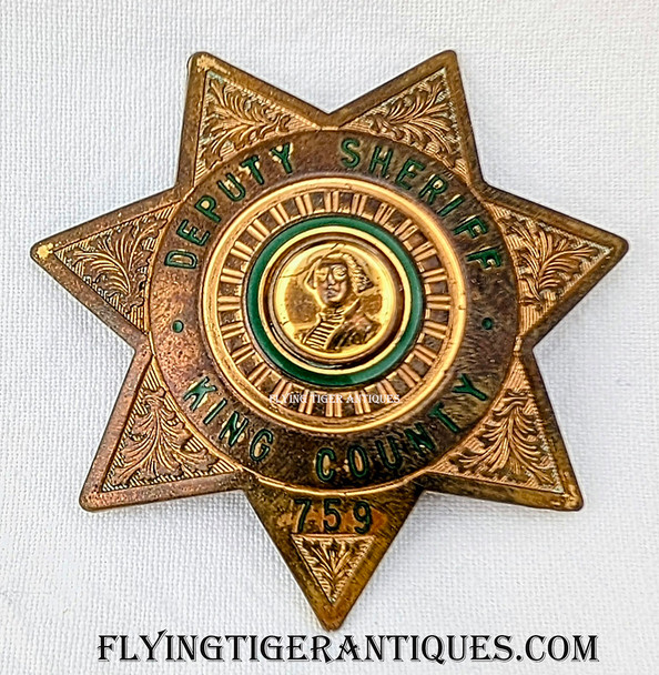 Great 1960-1970s King Co WA Deputy Sheriff Badge # 759 by Blackinton