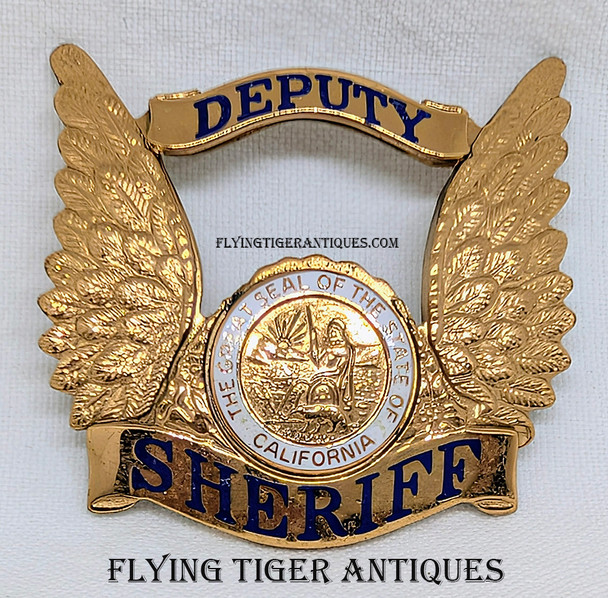 Scarce 1960s California Deputy Sheriff Motorcycle Helmet Badge in Metal from Santa Barbara County