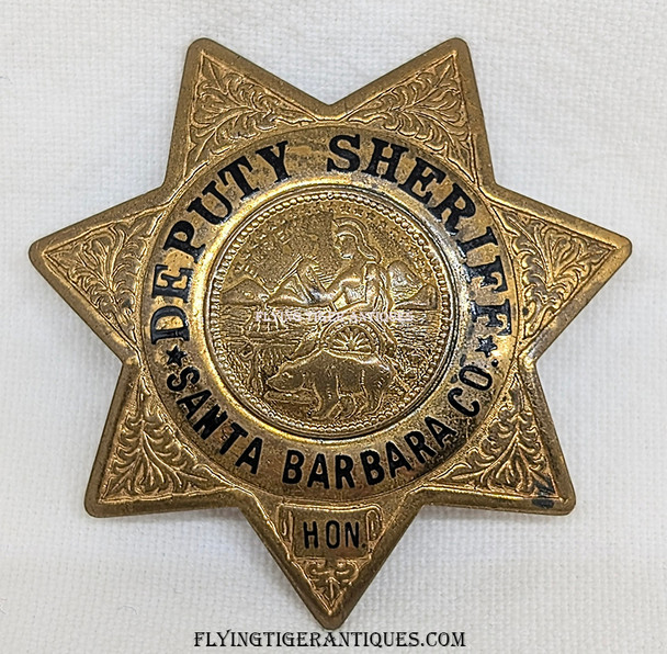 Rare late 1940s Santa Barbara Co CA Honorary Deputy Sheriff Wallet Badge by LAS&SCO