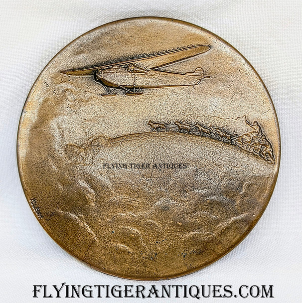 Ext Rare 1926 Wright Aero Corp Large Bronze Table medal for Admiral Byrd’s 1st North Pole Flight