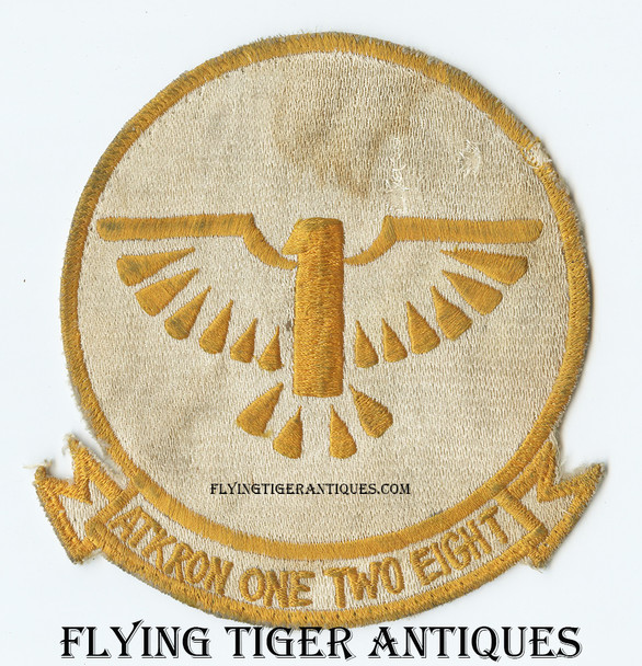 Late 1960s USN VA-128 ATKRON-128 Japanese Made Jacket Patch A-6 Intruders Removed from Flight Jacket