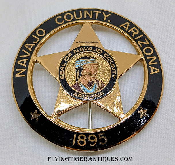 This is a Great 1980’s Navajo County Arizona Sheriff Badge # 1 Unmarked Early BNB Made Badge