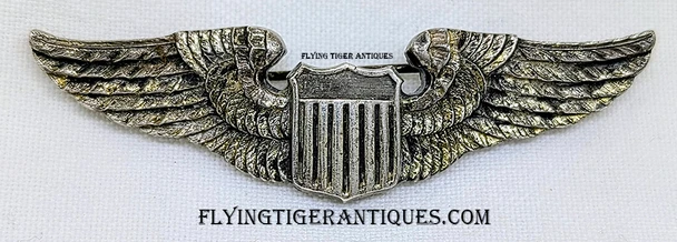 Sterling WWII USAAF Pilot Wing Type 1 Luxenberg in Sterling Silver