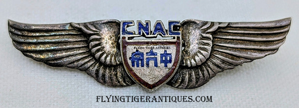 Iconic Rare Early WWII CNAC China National Aviation Corporation Shirt Size 2" Pilot Wing in Silver Pictured in Maguire's Silver Wings & Leather Jackets