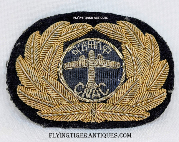 Iconic Rare Early WWII CNAC China National Aviation Corporation Pilot Hat Badge Indian Made in Bullion