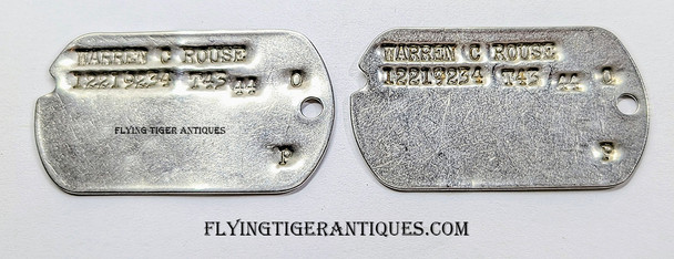 WWII Dog Tag of US Army Enlisted Man T/Sgt Warren C. Rouse of the 805th Signal Service Co