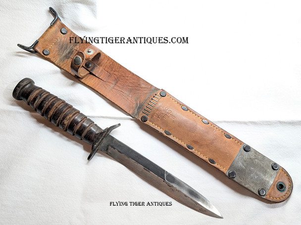 World War II US Army M3 Fighting Knife by Camillus with Fabulous 1943 MILSCO M6 Scabbard