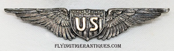 Beautiful WWI US Air Service Pilot / Jr Military Aviator Wing in the Page & Baker Pattern Named to B. E. Kase S. F.