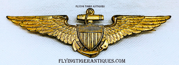 Gorgeous and Iconic World War I US Navy Pilot Wing in Gilt Bronze by BB&B Bailey, Banks, & Biddle Anchor Stock Mark