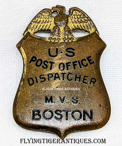 Extremely Rare 1910’s US Post Office Dispatcher Motor Vehicle Service Boston Badge # 212 by Robbins