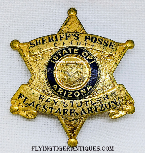1960’s Flagstaff Ariona Coconino County Sheriff’s Posse Deputy badge of Ray Stutler