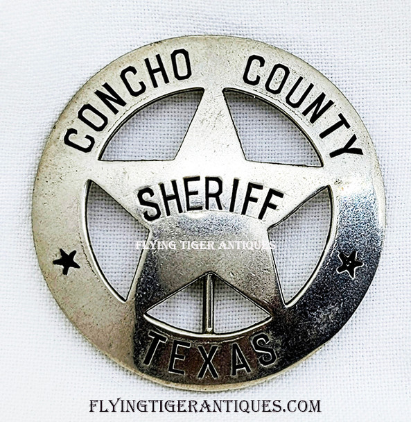 Great Old West 1900’s – 1910’s Concho County Texas Full Sheriff Circle Star Badge