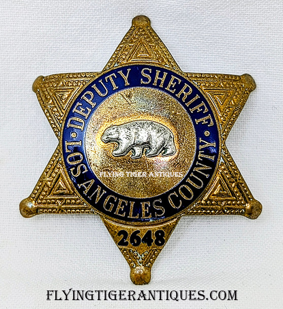 Wonderful Duty Worn 2004 Los Angeles County California Deputy Sheriff Badge # 2648 by Entenmann-Rovin 2 or 3 Bent Over Tips IYKYK