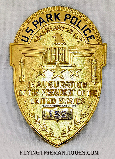 Rare 1981 US Park Police Inauguration of the President Badge # 152 by Blackinton in Excellent Condition