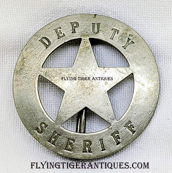 Wonderful 1870’s – 1880’s Hand Stamped Nickel “Stock” Deputy Sheriff Circle Star Badge with a great “Been There” Look