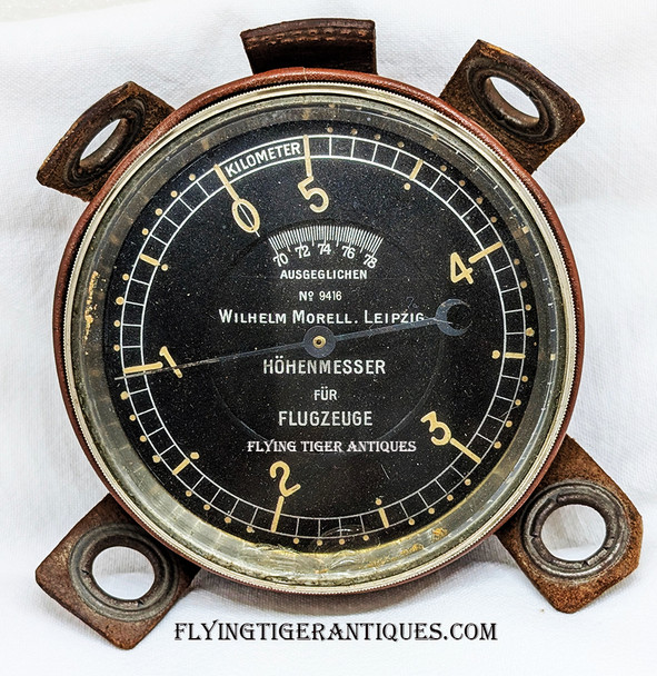 Extremely Rare WWI Early 1917 Imperial German Aircraft Speed Indicator by Wilhelm Morell Leipzig with Case & Test Document