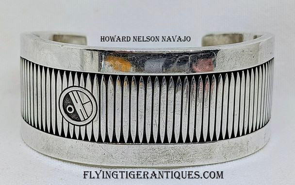 Gorgeous 1980’s – 1990’s Heavy Navajo Silver Modernist Minimalist Bracelet by Howard Nelson