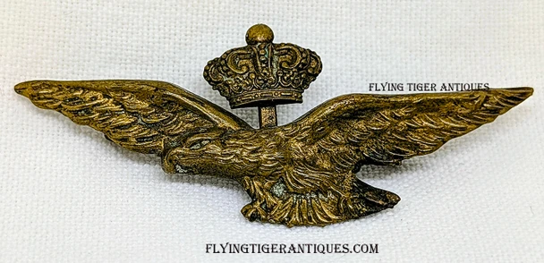 Extremely Rarer WWI Italian Pilot Badge in Pinback as worn by US Army & Navy Aviators Training There