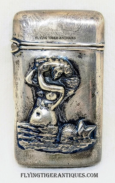 Rare Early Vesta Sterling Match Safe with Mermaid Circa 1890’s