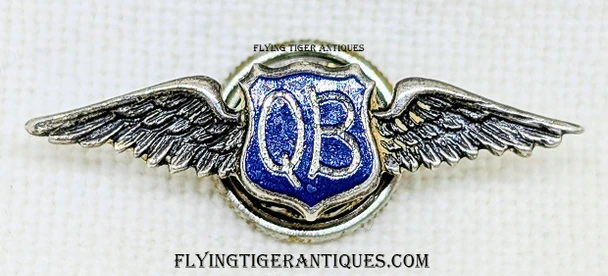 Beautiful 1930’s Quiet Birdmen pioneering Aviators Association Member Lapel Wing in Enameled Sterling Silver
