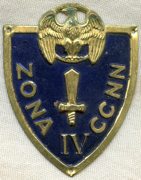 Rare WWII Fascist Italian Blackshirts Militia Zone Assault Training Sleeve Shield in Brass