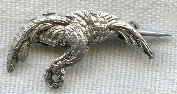 Miniature English-Made WWII Period Polish Pilot Badge Silver-Plated