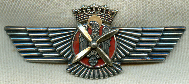 Rare WWII Spanish Nationalist Air Force Pilot Wing in Silver by Rokiski
