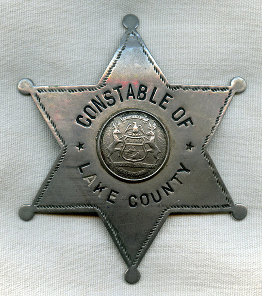 Huge Circa 1930s Lake County, Michigan Constable Star Badge