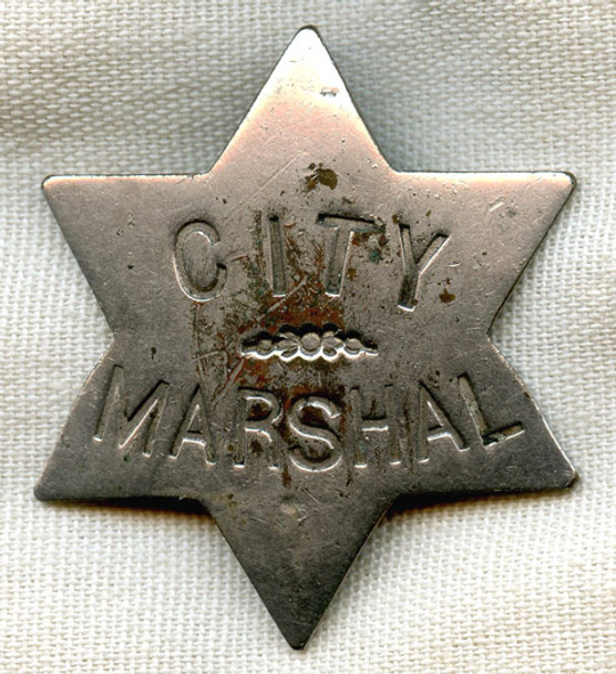 Great circa 1880s - 1890s "Stock" City Marshal Smaller Size 6 Point Star Badge
