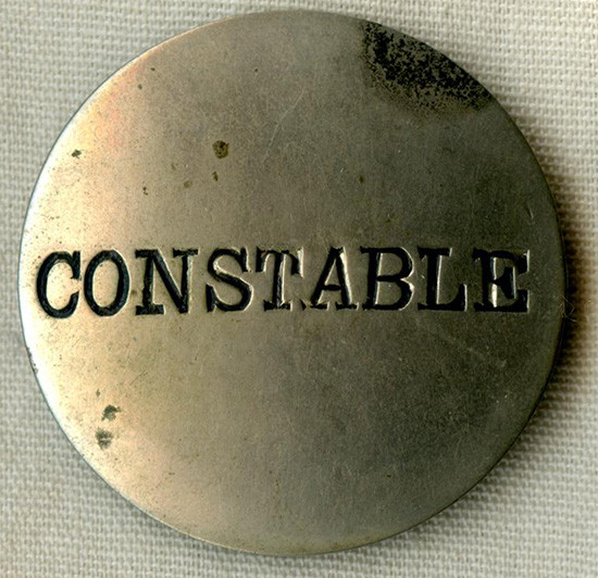 Nice Old 1880's - 1890's "Stock" Constable Badge. Hand-Stamped Circle Shape