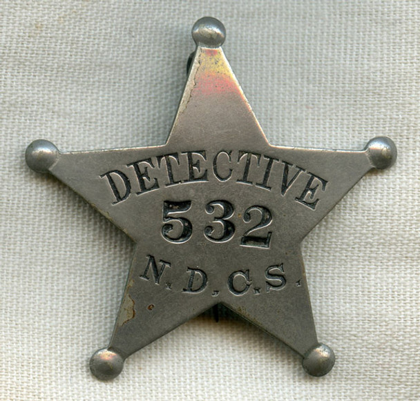 Old Ca. 1900 Detective Badge #532 from National Detective Correspondence School (N.D.C.S)