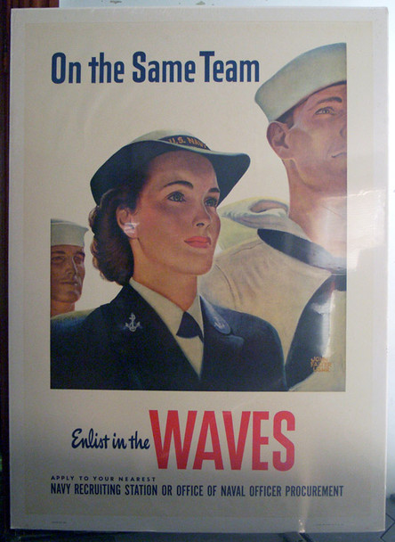 1943 US Navy (USN) WAVES 'On the Same Team' Recruitment Poster