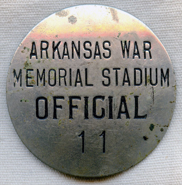 Late 1940s Arkansas War Memorial Stadium Official Badge