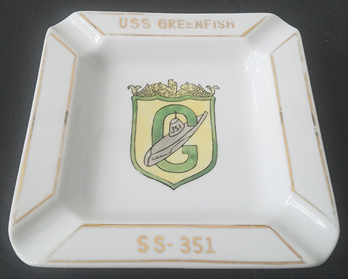 Korean War Era USS Greenfish SS-351 USN Submarine Commemorative Ashtray